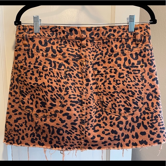Free People Burnt Orange Leopard Denim Skirt - Picture 4 of 11